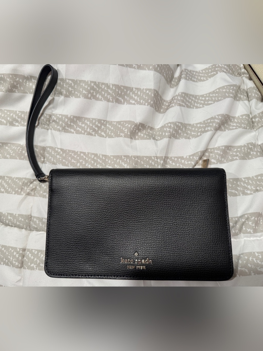 kate spade Black Pebbled Leather Wristlet Wallet